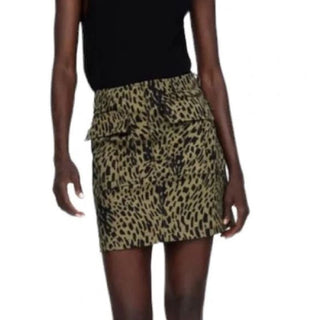 Zara Printed Flap Pocket A-Line Mini Skirt Olive Green Black Women's Size US S