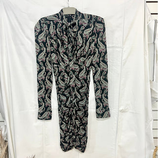 Isabel Marant Linaziki Paisley Ruched Bodycon Mini Dress Black Women's 34 / US 2