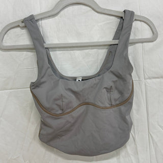 FADE Sleeveless Square Neck Activewear Cropped Tank Top Gray Women's Size XS