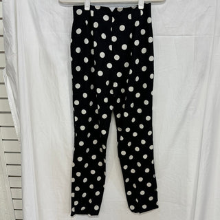 Zara Linen Blend High-Waist Polka Dot Cropped Trousers Black/White Womens Size S