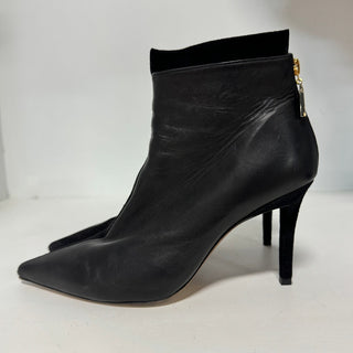 Lafayette Suede & Leather Dual Trim Pointed Stilettos Ankle Boots Black 38.5 / 8