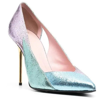 Balmain Sibyl Metallic Leather Cutout Stilettos Pumps Pastel Women's 37 / 6.5