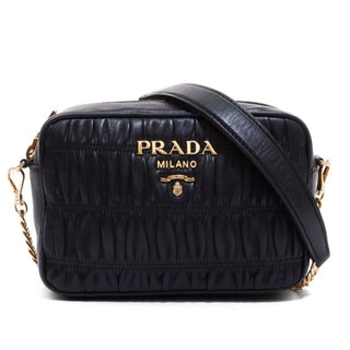 Prada Bandoliera Nappa Gaufre'1 Quilted Leather Crossbody Handbag Nero Black