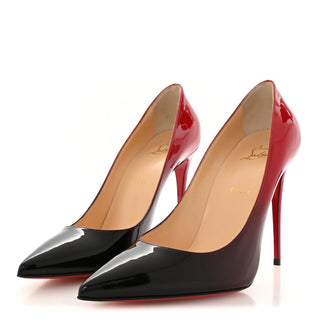 Christian Louboutin Patent Degrade Kate 100 Ombre Pumps Black Red Womens EU 37.5