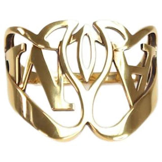 Alexander Mcqueen Gold Statement Double Ring with Pouch