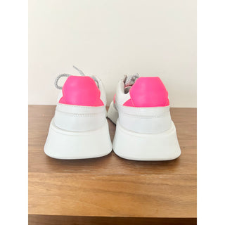 Premium Basics Vegan Leather Sneaker Shoes Lace Up White Pink Women's Size 8.5