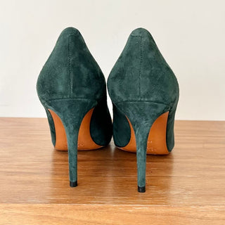 Celine Suede Pointed Toe Stiletto Heels Pump Shoes Teal Green Women's Sz 38.5/ 8