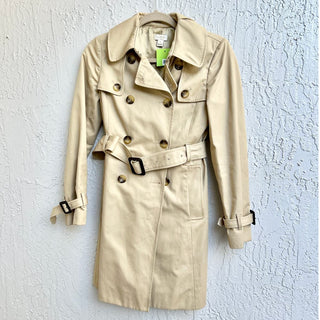 J.Crew Long Sleeve Double Breasted Trench Coat Long Jacket Beige Women's US 0