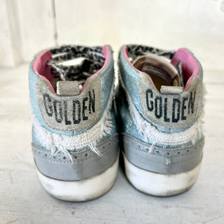 Golden Goose Mid Star Canvas/Leather Lace Up Sneakers Light Blue Women's 38 / 8