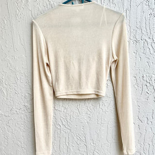 NWT Mable Long Sleeve The Cora Front Twist Cropped Top Cream Women's Size Small