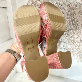 NWT Kenneth Cole Reaction Reeva Platform Poppy Weave Ankla Strap Sandals Pink 8M