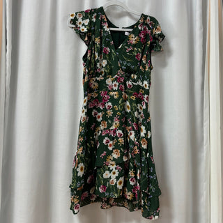 NWT Parker Sloan Silk-Blend Floral Wrap Mini Dress Green Women's Size US 6