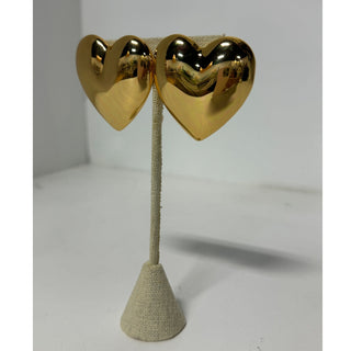 HM Gold Plated Heart Shaped Women's Statement Clip-On Earrings