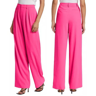 Alice + Olivia High Waisted Pleated Pompey Wide Leg Pants Pink Women's Size US 6