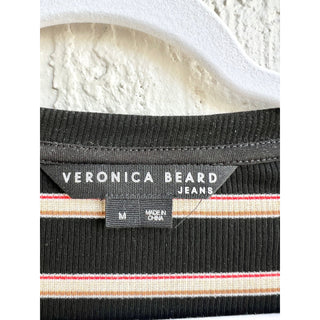 Veronica Beard Long Sleeve Shailee Stripe Henley Top Black Women's Size Medium