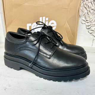 NWT Rollie Leather Lace Up Classic Dress Derby Shoes Step All Black Women's 39