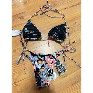 NWT Salty Crew Seafarer String Bikini Top & Side Tie Bikini Bottom Set Multi S