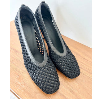 Rachel Comey Noemie Mesh Slip On Square Toe Block Heel Pump Black Women's US 9