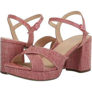 NWT Kenneth Cole Reaction Reeva Platform Poppy Weave Ankla Strap Sandals Pink 8M