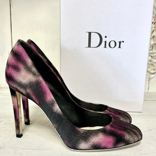 Dior Slip On Round Toe Stilettos Heel Pumps Shoes Purple/Black Women Size 38 / 8