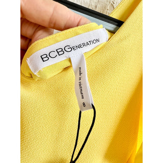 BCBGeneration Ruffle Sleeve Scoop Neck Mini Dress Lemonade Yellow Women's Size 8