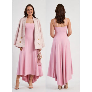 NWT Susana Monaco Spaghetti Strap Slit Hi-Low Maxi Dress Pink Cashmere Womens XS