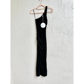 NWT Princess Polly Aligned One Shoulder Cutout Maxi Dress Black Womens Size US 2