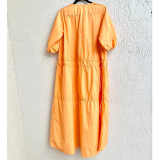 NWT L'Academie Puff Sleeve 100% Cotton Yona Maxi Dress Orange Small / Medium