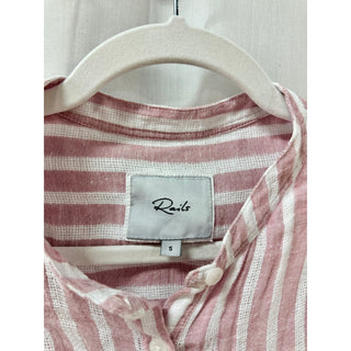 Rails Angelina Linen Blend Stripe Tiered Mini Dress Pink/White Women's Size S