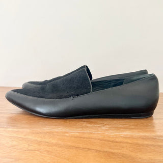 Vince Nikita Calf Hair Leather Slip On Flat Loafers Black Women's Size US 9 / 40