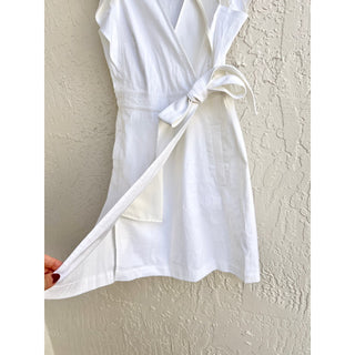 NWT A.L.C Sidelle Ruffle Sleeve Surplice V-Neck Wrap Mini Dress White Women US 8