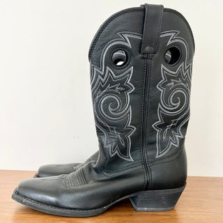 Durango Gambler Cowboy Leather Western Mid Calf Block Boots Black Men's Size 8.5