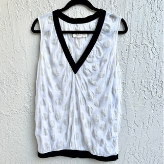 Marni Summer Edition 2011 White Dot Sleeveless V-Neck Blouse Top White Womens 40