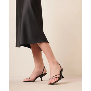 The Row Rai Patent Leather Slip On Heeled Slingback Sandals Black Womens 41 / 10