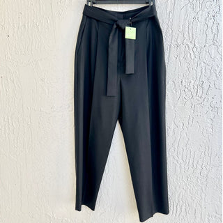 NWOT Maje High Waisted Wrap Belt Straight Leg Pants Black Women's Sz FR 40/ US 8