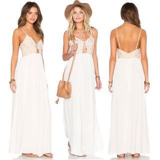 Tularosa Spaghetti Straps V-Neckline Bryce Slip Maxi Dress White Women's Size L