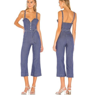 NWOT Privacy Please Sweetheart Neckline Luca Jumpsuit Dark Indigo Blue Womens XS