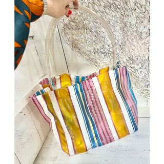 Essentiel Antwerp Rainbow Striped Double Strap Shoulder Tote Handbag Multicolor