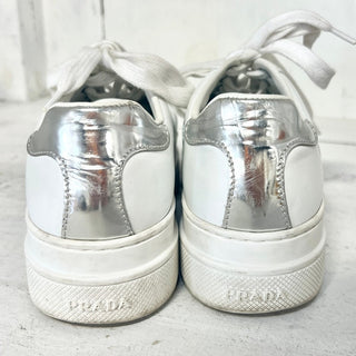 Prada Sport Leather Low Top Round Toe Platform Sneakers White Women's 35.5 / 5.5