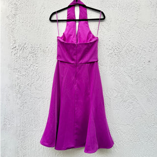 Harlyn Anthropologie Plunge Halterneck A-Line Midi Dress Purple Women's Small