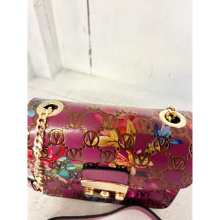 NWT Valentino by Mario Valentino Bijou Flowery Monogram Leather Crossbody Purple