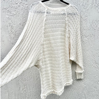 We The Free Dolman Sleeve 100% Cotton Pullover Sweater Cream Women's Size Large