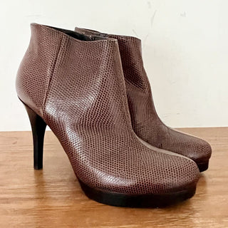 Balenciaga Embossed Leather Platform Ankle Boots Brown Women's Size 36.5 / 6