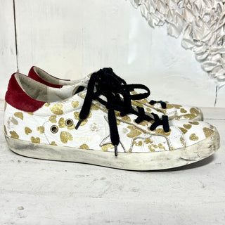 Golden Goose Superstar Glitter Hearts Lace-Up Skateboard Sneaker White 39 / 8.5