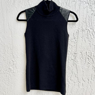 J Brand Sleeveless Merino Wool Blend Turtleneck Sweater Black Women's Size Small