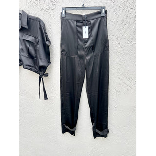 NWT Nonchalant Label Parisa Calisse Crop & Tapered Cargo Pant Set Black Women XS