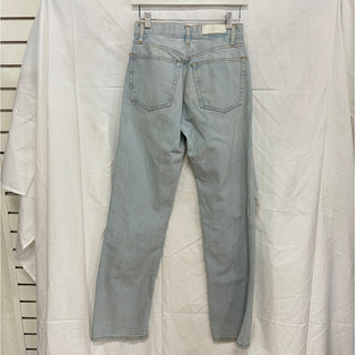 Re/Done Originals High Rise Loose Denim Straight Jeans Bleach Destroyed Women 26