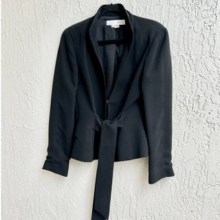 Zara Long Sleeve Tie Front Blazer Jacket Black Women's Size US 10