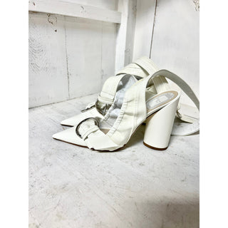 Christian Dior Conquest Patent Calfskin Pointed Toe Pumps White Women's 38 / 7.5