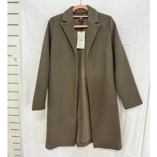 NWT Zara Long Sleeve Notch Lapel Open Front Long Coat Brown Women's Size Small